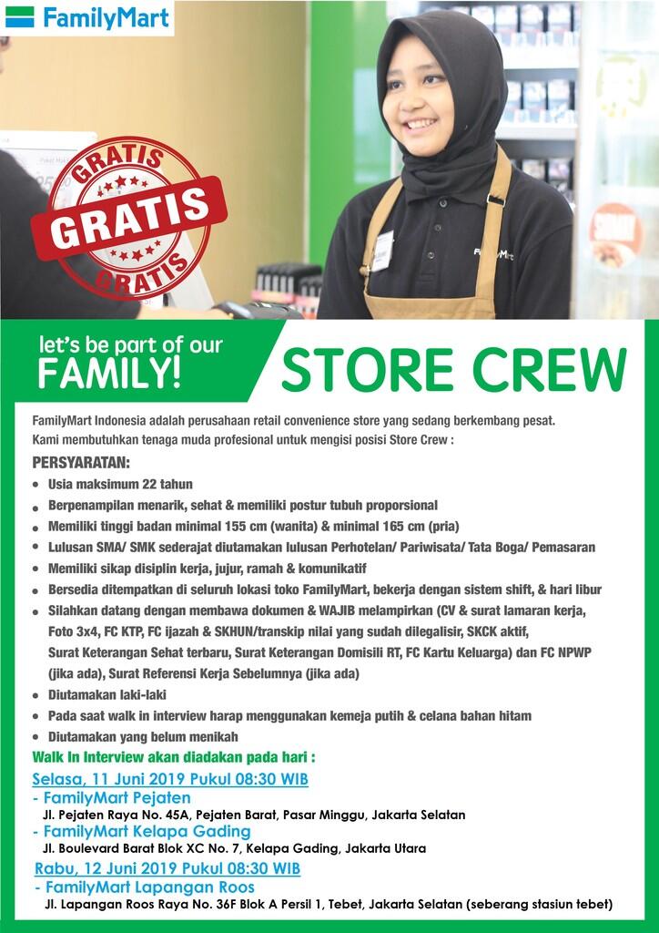 Walk Interview Store Crew 11 dan 12 Juni 2019