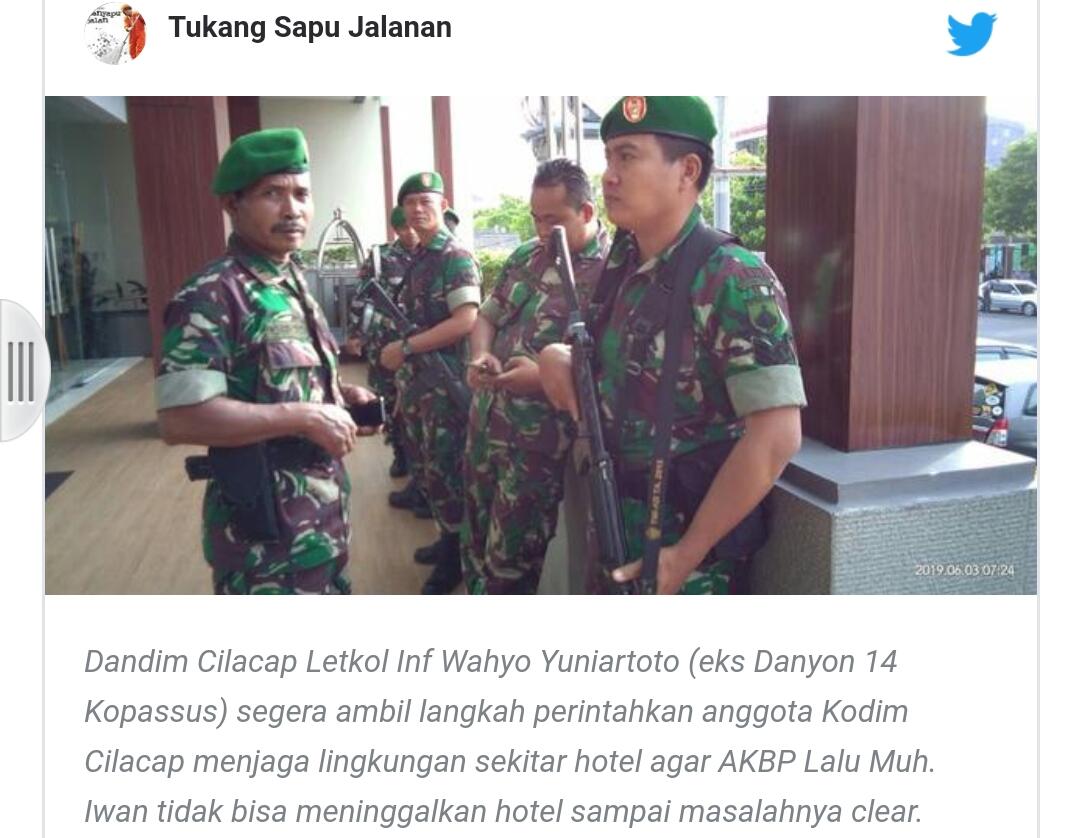 Perwira Polisi Curigai Jenderal TNI Ambil HP, Tentara Siaga di Luar Hotel