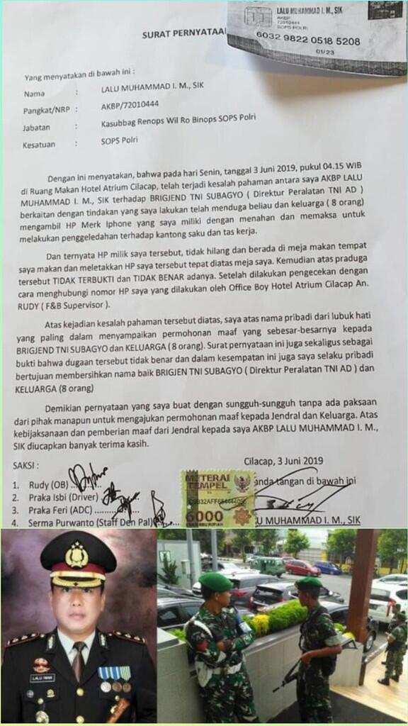 Perwira Polisi Curigai Jenderal TNI Ambil HP, Tentara Siaga di Luar Hotel