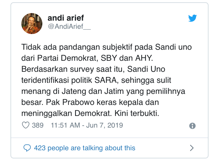 Ternyata, Sejak Awal Demokrat Tak Yakin Prabowo Menang