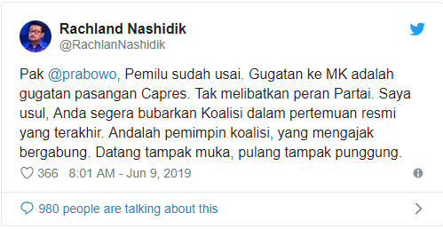 Wasekjen Demokrat Usulkan Prabowo Segera Bubarkan Koalisi Adil Makmur