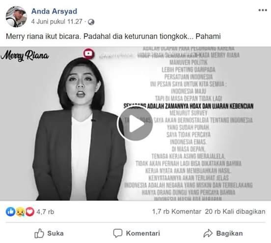 Benarkah Motivator Merry Riana Berkata Indonesia Akan Bubar dalam Video?
