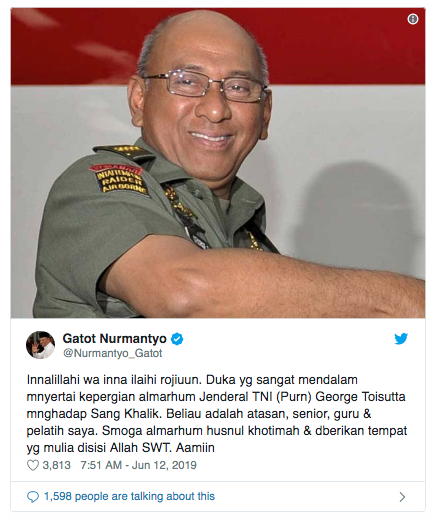 Mantan KSAD Jenderal George Toisutta Meninggal Dunia