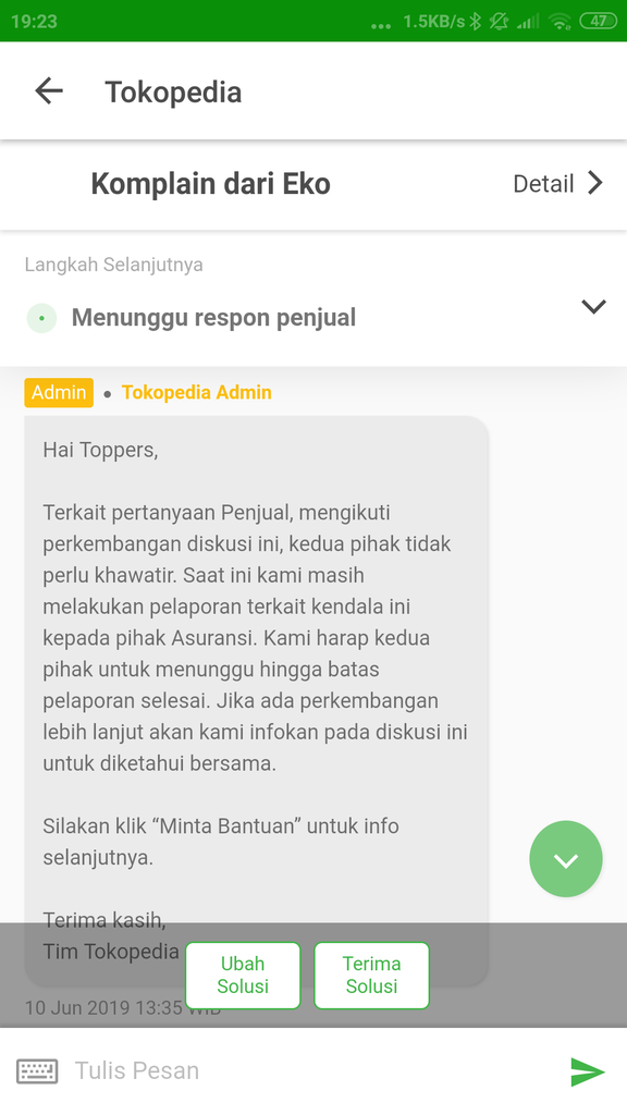 TOKOPEDIA Tidak Profesional --&gt; Asuransi Ga Jelas, Ribet, dan Lama