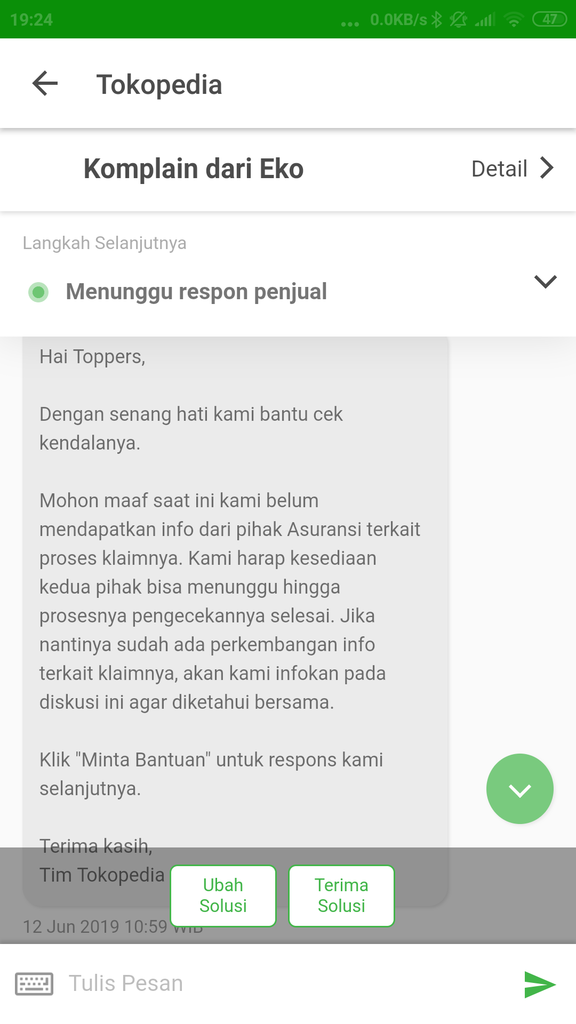 TOKOPEDIA Tidak Profesional --&gt; Asuransi Ga Jelas, Ribet, dan Lama