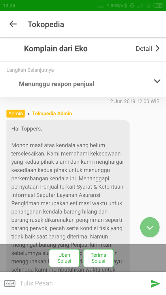 TOKOPEDIA Tidak Profesional --&gt; Asuransi Ga Jelas, Ribet, dan Lama