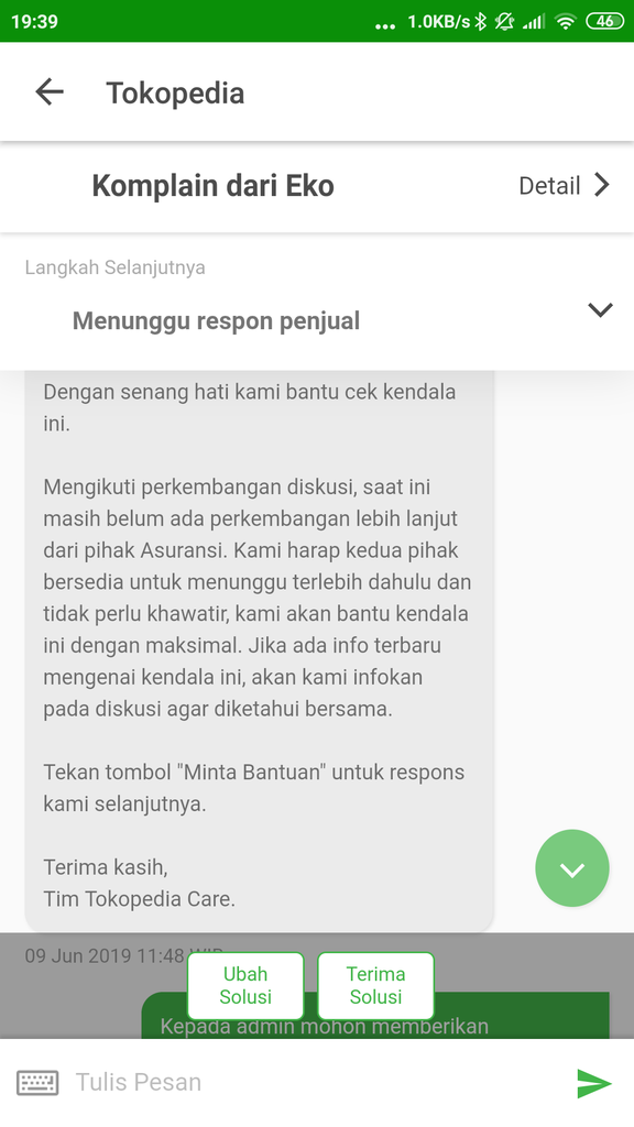 TOKOPEDIA Tidak Profesional --&gt; Asuransi Ga Jelas, Ribet, dan Lama