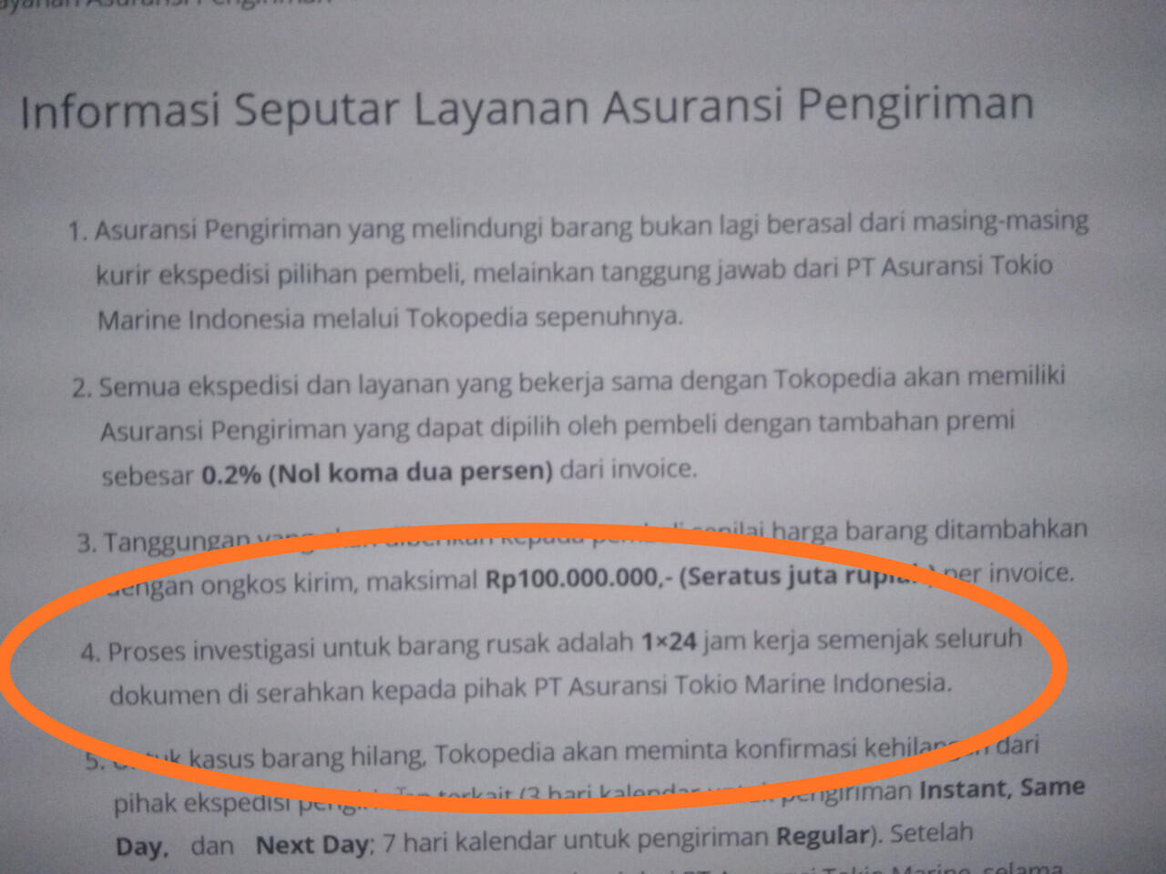 TOKOPEDIA Tidak Profesional --&gt; Asuransi Ga Jelas, Ribet, dan Lama