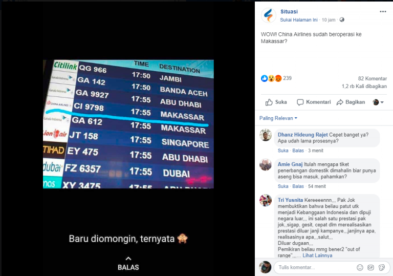 &#91;SALAH&#93; China Airlines Sudah Beroperasi ke Makassar?