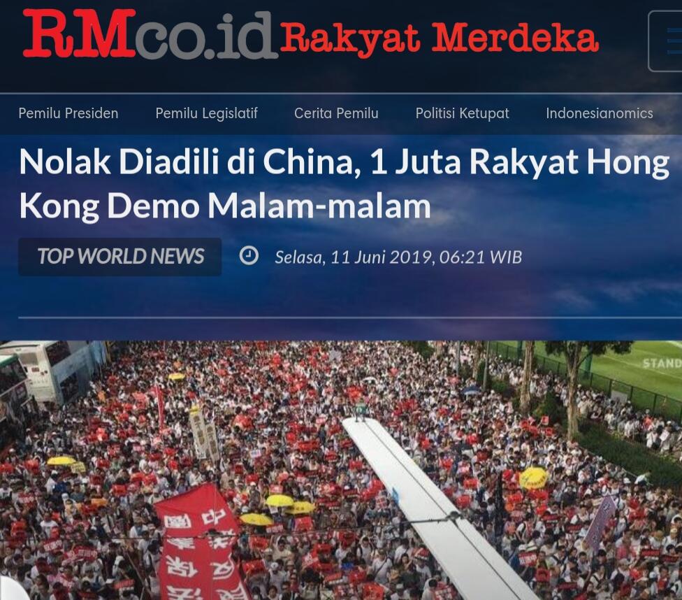 Nolak Diadili di China, 1 Juta Rakyat Hong Kong Demo Malam-malam