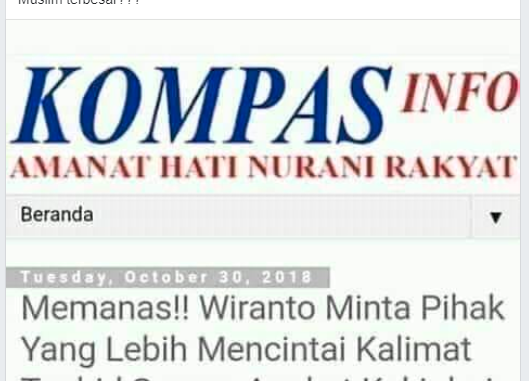 &#91;HOAKS&#93; Wiranto Minta Pihak yang Lebih Mencintai Kalimat Tauhid Keluar dari Indonesia