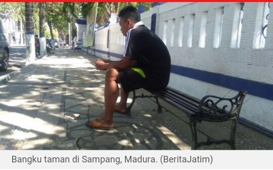 Misterius! Bangku Besi di Trotoar Madura Hilang Dipereteli,