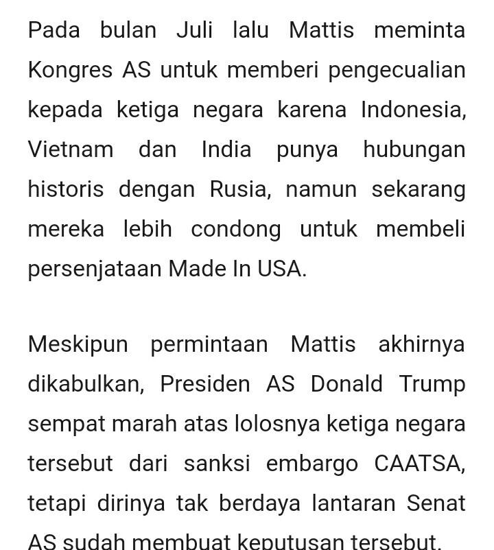 Ancaman Sanksi AS Membuat Indonesia Batal Beli Jet Su-35 Rusia?