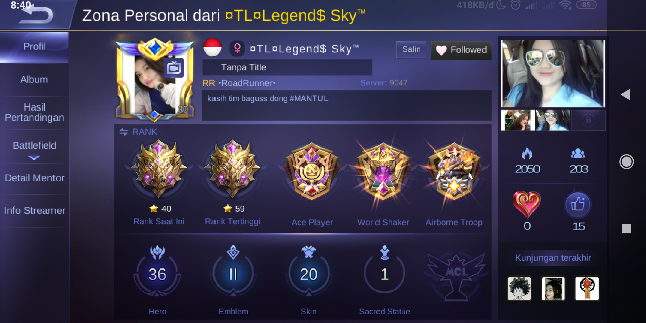 Dicari pemain ML ( Mobile legend ) Bandung Bisa Party online Atau Mabar Ditempat