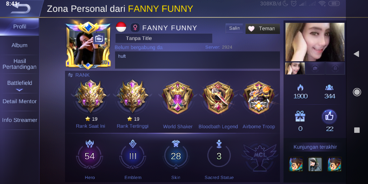 Dicari pemain ML ( Mobile legend ) Bandung Bisa Party online Atau Mabar Ditempat