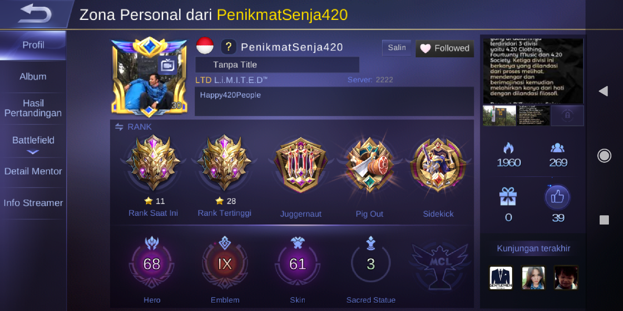 Dicari pemain ML ( Mobile legend ) Bandung Bisa Party online Atau Mabar Ditempat