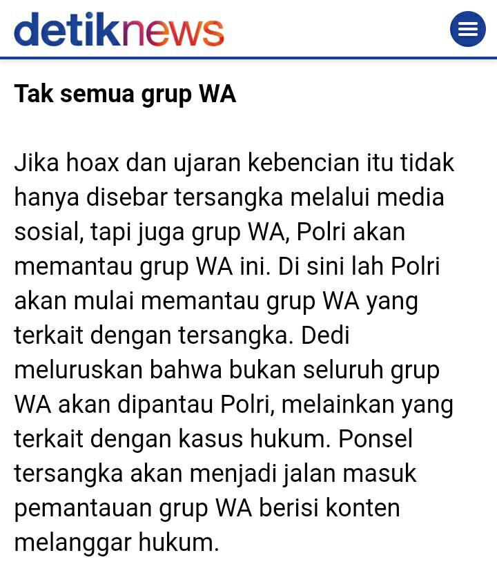 Bantah Pantau Grup Whatsapp, Polri: Kita Hargai Privasi Orang Lain