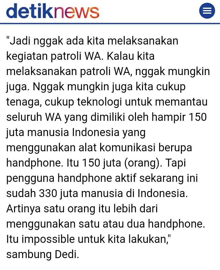 Bantah Pantau Grup Whatsapp, Polri: Kita Hargai Privasi Orang Lain