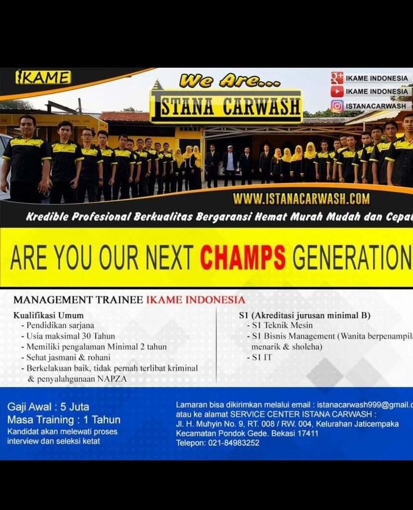 Lowongan Management Trainee Di Perusahaan Alat Cuci Mobil IKAME