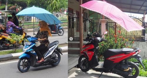 Viral Sepeda Motor Beratap Payung, Netizen: Bahaya Bagi Pengendara Lain