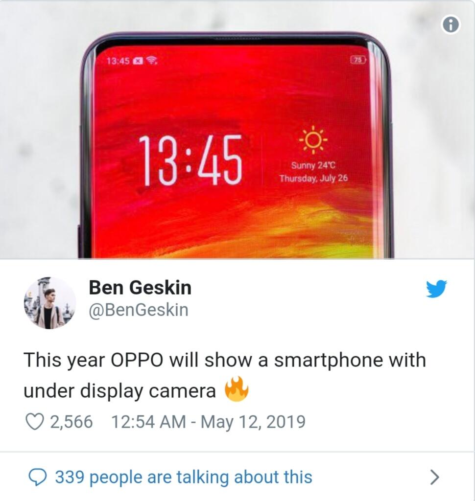 OPPO Dikabarkan Rilis Terobosan Baru, Ponsel dengan Kamera di Bawah Layar