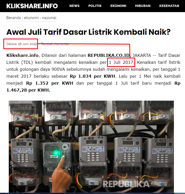 &#91;HOAKS&#93; Tarif Dasar Listrik Naik Lagi Awal Juli 2019