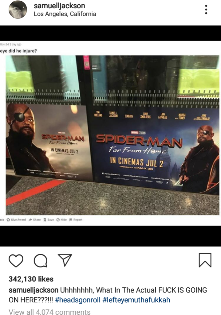 Kocak, Penutup Mata Nick Fury Salah Edit di Poster Promo Spiderman: Far from Home