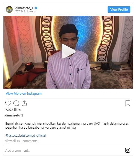 Akhirnya Ustaz Abdul Somad Matikan Akun IG Lama, Ini Klarifikasinya