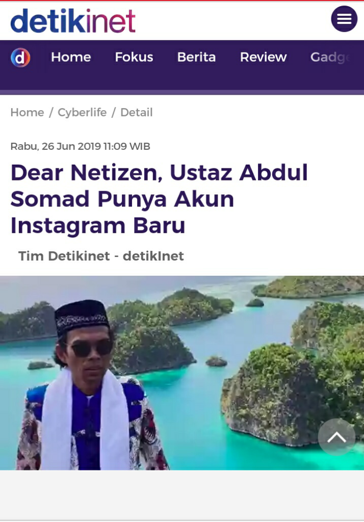 Innalillahi! Instagram Ustaz Abdul Somad Mati Syahid