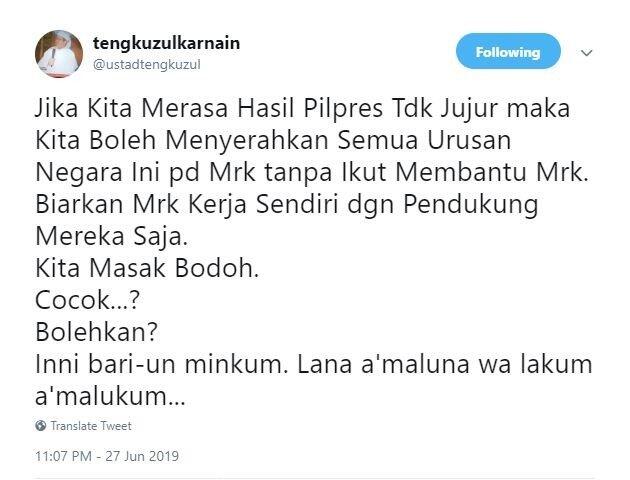 Ustaz Tengku Zul: Jangan Bantu, Biar Mereka Bekerja dengan Pendukungnya