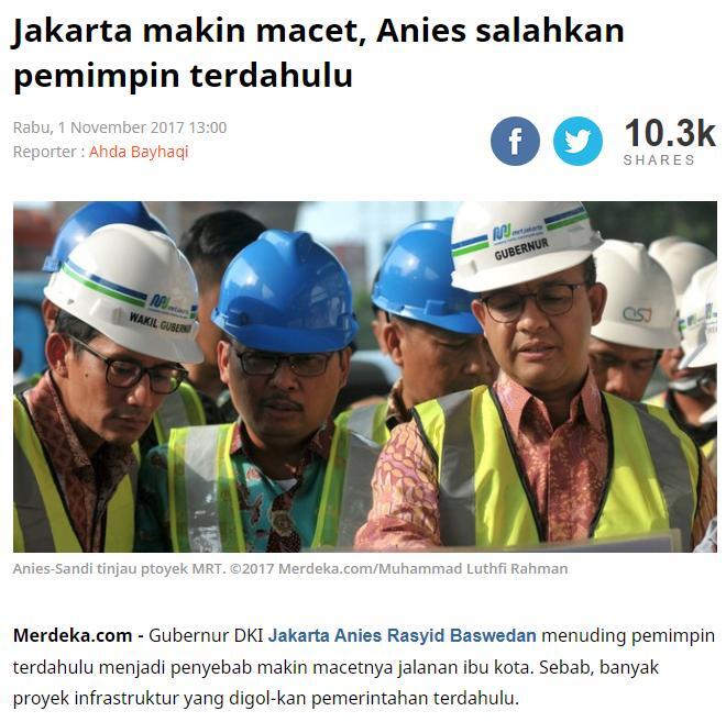 Anies Bangga Jakarta Menjadi Tiga Kota Terbaik Dalam Pengembangan Transportasi