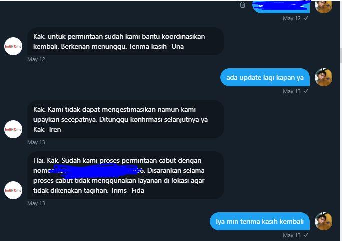 Tutup Layanan Indihome Bulan Mei, Setelah Dibayar Bulan Juni Masih Ditagih