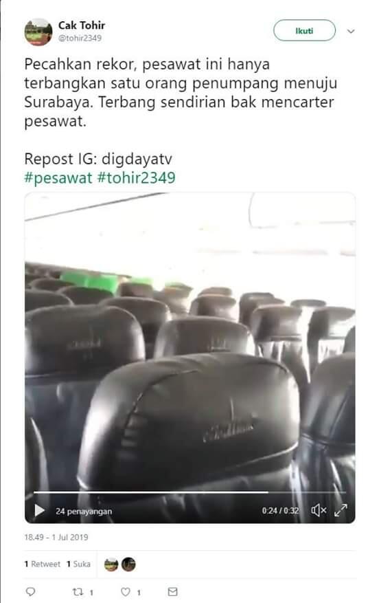 Viral Video Citilink dari Kertajati Cuma Diisi 1 Penumpang, Faktanya?