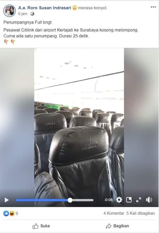 Viral Video Citilink dari Kertajati Cuma Diisi 1 Penumpang, Faktanya?