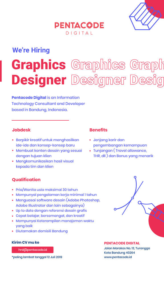&#91;BANDUNG&#93; Graphics Designer | PT Pentacode Digital | 2019