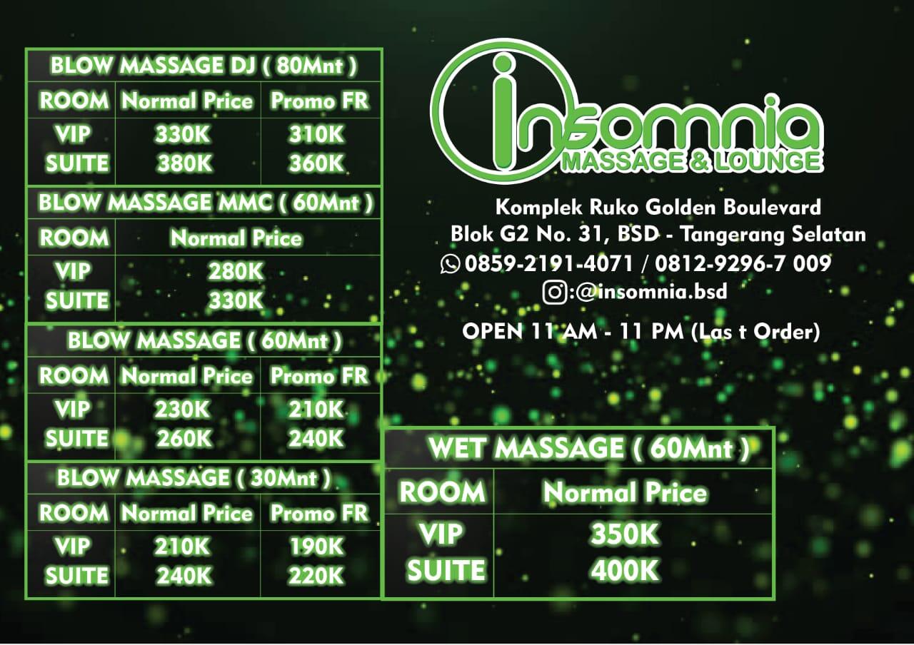 New Insomnia Massage & Lounge BSD-Tangsel (Ruko Golden Boulevard. blok G2 No. 31-32)