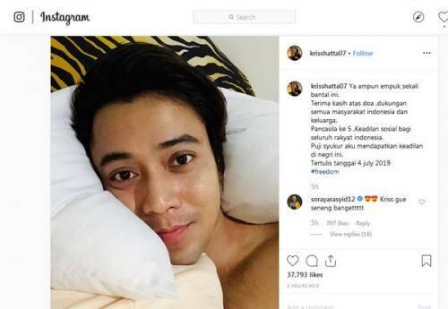 Divonis Bebas, Kriss Hatta Unggah Foto Telanjang Dada