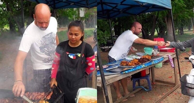 Foto Viral &quot;BULE JERMAN&quot; Jualan Ayam Bakar Di Thailand, Berujung DITANGKAP!