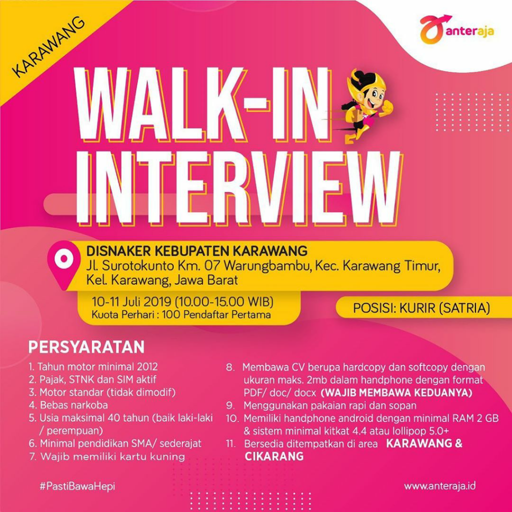 Lowongan Kerja Walk Interview Anteraja | KASKUS