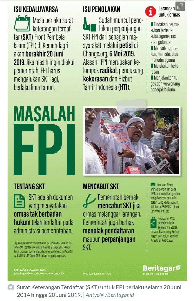 FPI tak dapat dana bantuan pemerintah jika tak punya SKT