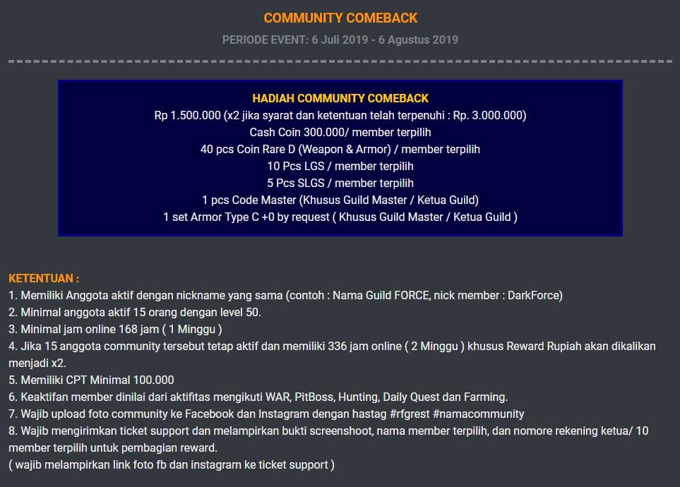 NEW UPDATE & BIG EVENT RF GREST JULI 2019