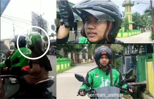 Uniknya Ketika Melihat Emak-emak Naik Ojol Malah Pakai Helm Terbalik (Bikin Ngakak)