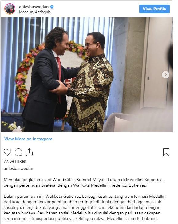 Cerita Anies Tentang Transformasi Medellin Kolombia dari Kota Kriminal