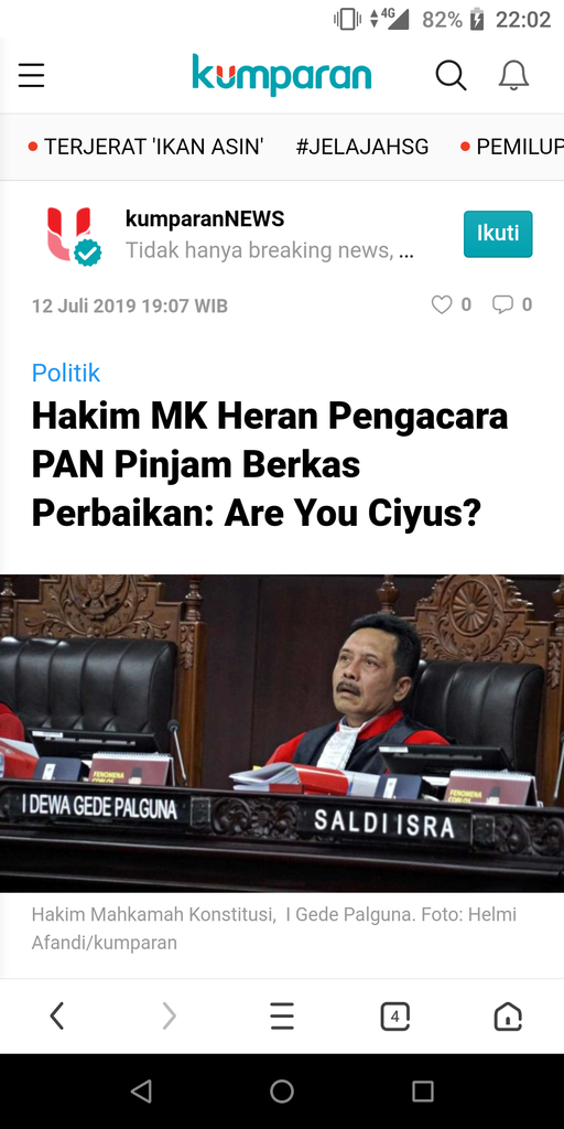 Hakim MK Heran Pengacara PAN Pinjam Berkas Perbaikan: Are You Ciyus?
