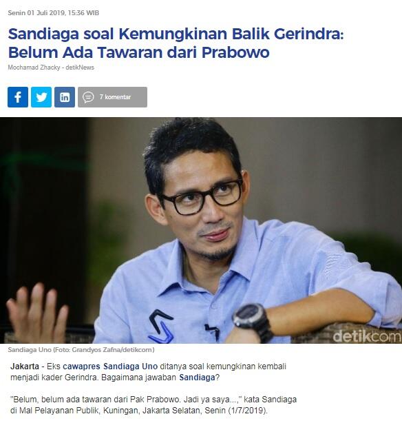 Sandiaga Tegaskan Jadi Oposisi: Kita Harus Berani Telan Pil Pahit