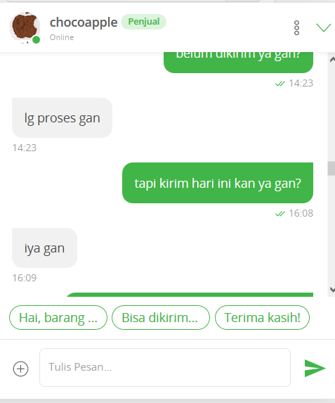 Penipuan toko Chocoapple melalui tokopedia