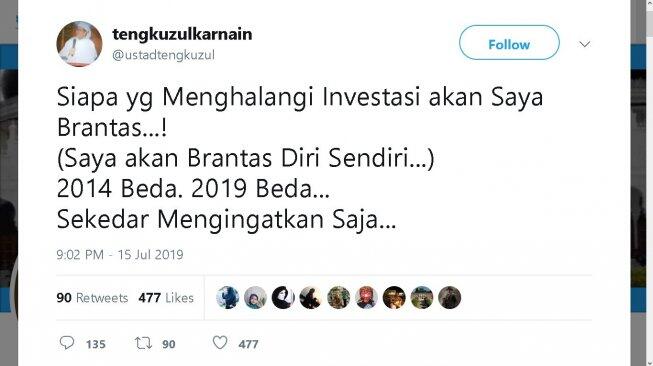 Tengku Zul Sindir Pidato Jokowi yang Berisi Ancaman