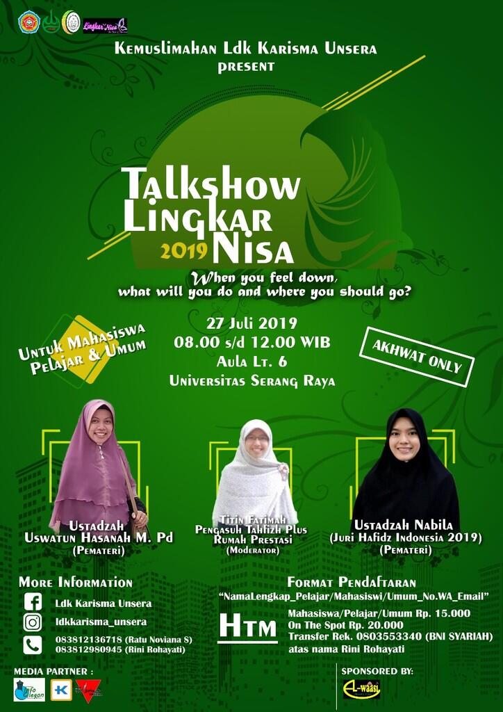 &#91;Talkshow Kemuslimahan&#93; UNSERA bakal kedatangan Ust. Nabila (Juri Hafidz Indonesia)