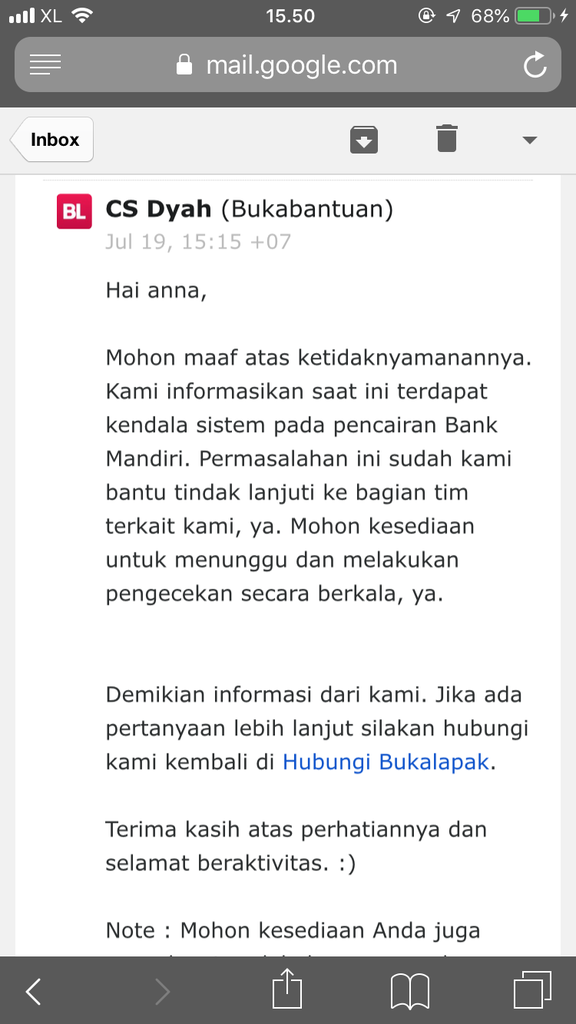kecewa pencairan dana bukalapak yang statusnya diproses dan tidak cair cair