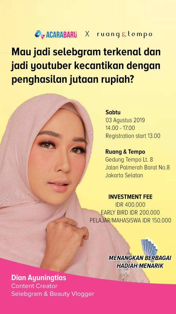 Workshop Jadi Selebgram dan Youtuber Dengan Penghasilan Jutaan Rupiah